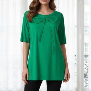 Maharishi Green Organic cotton Bow Front Short Sleeve t-shirt size 14